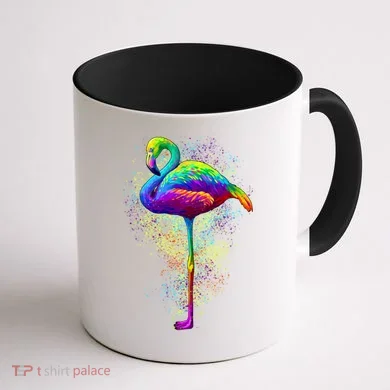 Colorful Pattern Flamingo Coffee Mug back
