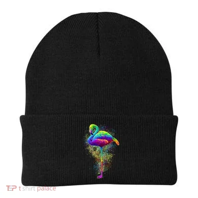 Colorful Pattern Flamingo Beanie
