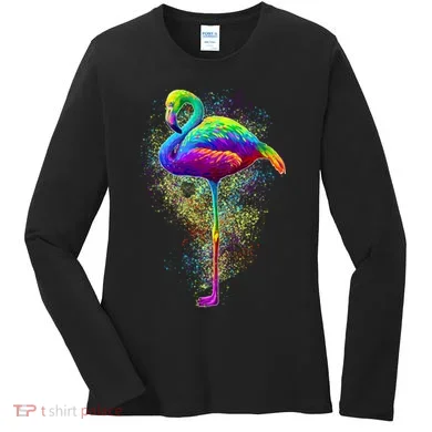 Colorful Pattern Flamingo Women's Long Sleeve Shirt