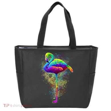 Colorful Pattern Flamingo Tote Bag