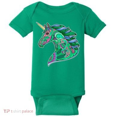 Colorful Pattern Unicorn Baby Bodysuit