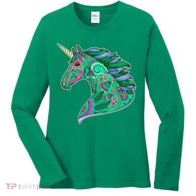 Colorful Pattern Unicorn Women's Long Sleeve Shirt