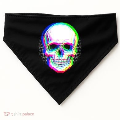 Colorful Pixelated Skull  USA-Made Doggie Bandana