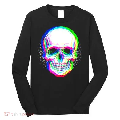 Colorful Pixelated Skull  Long Sleeve Shirt