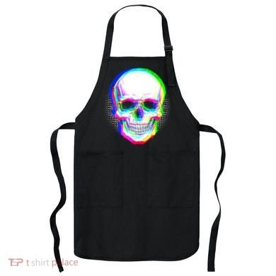 Colorful Pixelated Skull  Apron