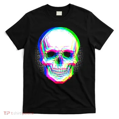 Colorful Pixelated Skull  T-Shirt