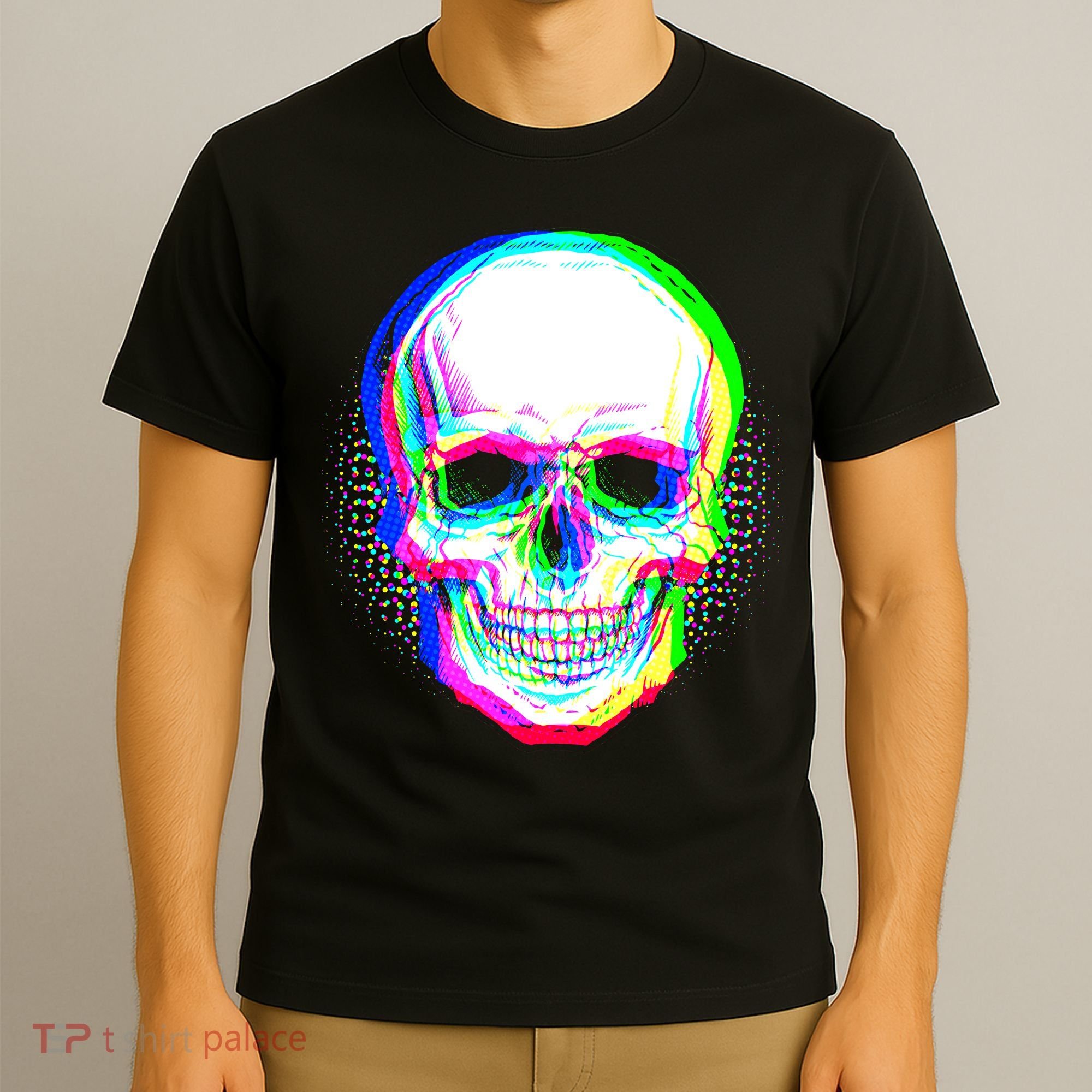 Colorful Pixelated Skull  T-Shirt