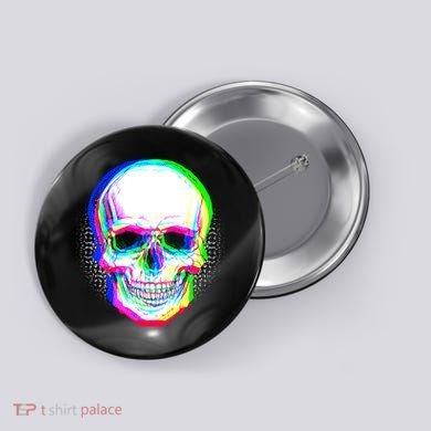 Colorful Pixelated Skull  Button