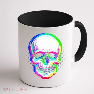 Colorful Pixelated Skull  Coffee Mug back