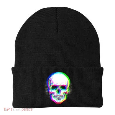 Colorful Pixelated Skull  Beanie