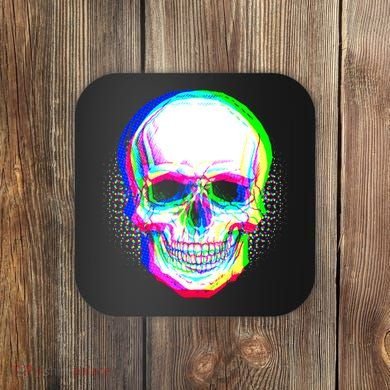 Colorful Pixelated Skull  Coaster