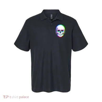 Colorful Pixelated Skull  Polo