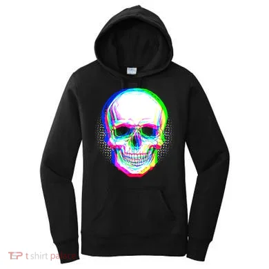 Colorful Pixelated Skull  Women's Hoodie