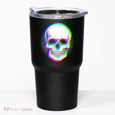 Colorful Pixelated Skull  Tumbler
