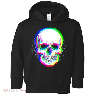 Colorful Pixelated Skull  Toddler Hoodie
