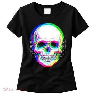 Colorful Pixelated Skull  Women's T-Shirt