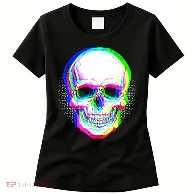 Colorful Pixelated Skull  Women's T-Shirt