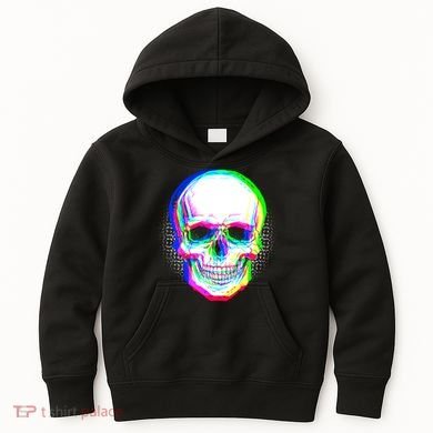 Colorful Pixelated Skull  Kids Hoodie