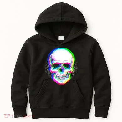 Colorful Pixelated Skull  Kids Hoodie