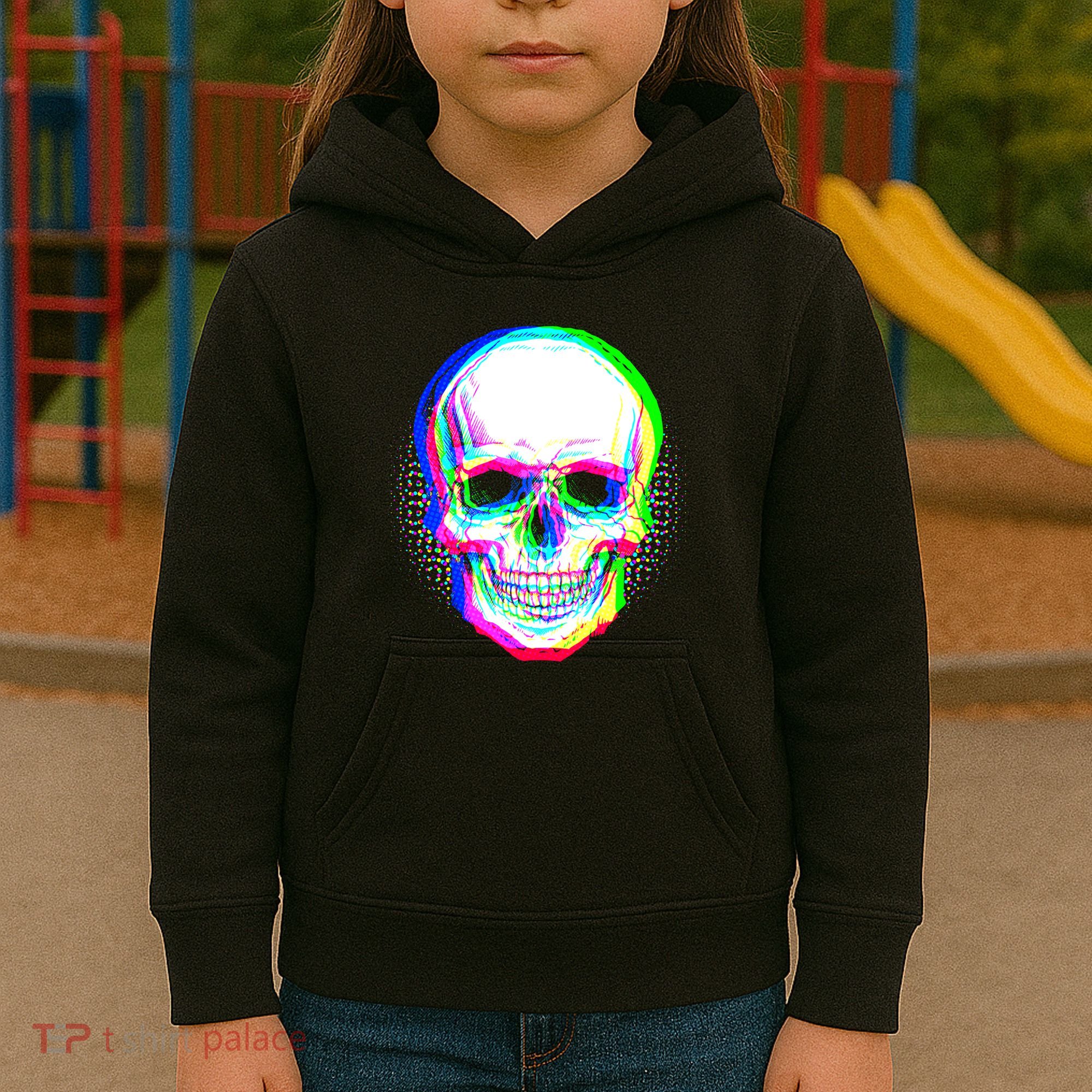 Colorful Pixelated Skull  Kids Hoodie