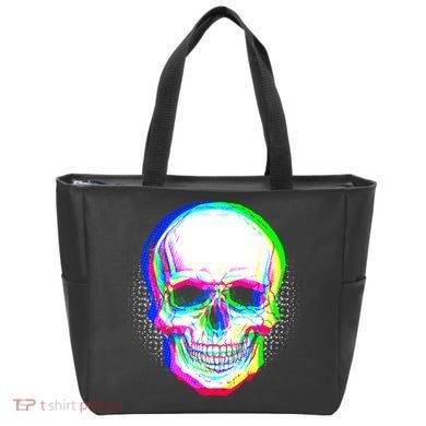 Colorful Pixelated Skull  Tote Bag