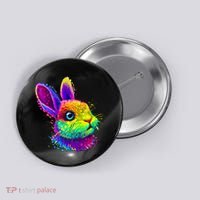 Colorful Rabbit Bunny Art Button thumb 0