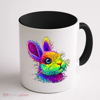 Colorful Rabbit Bunny Art Coffee Mug back