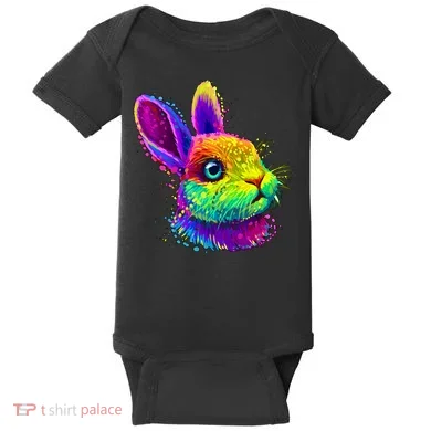 Colorful Rabbit Bunny Art Baby Bodysuit