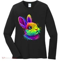 Colorful Rabbit Bunny Art Women's Long Sleeve Shirt thumb 0