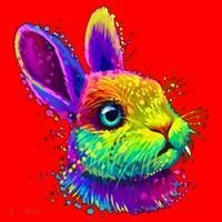 Colorful Rabbit Bunny Art Santa Hat thumb 1