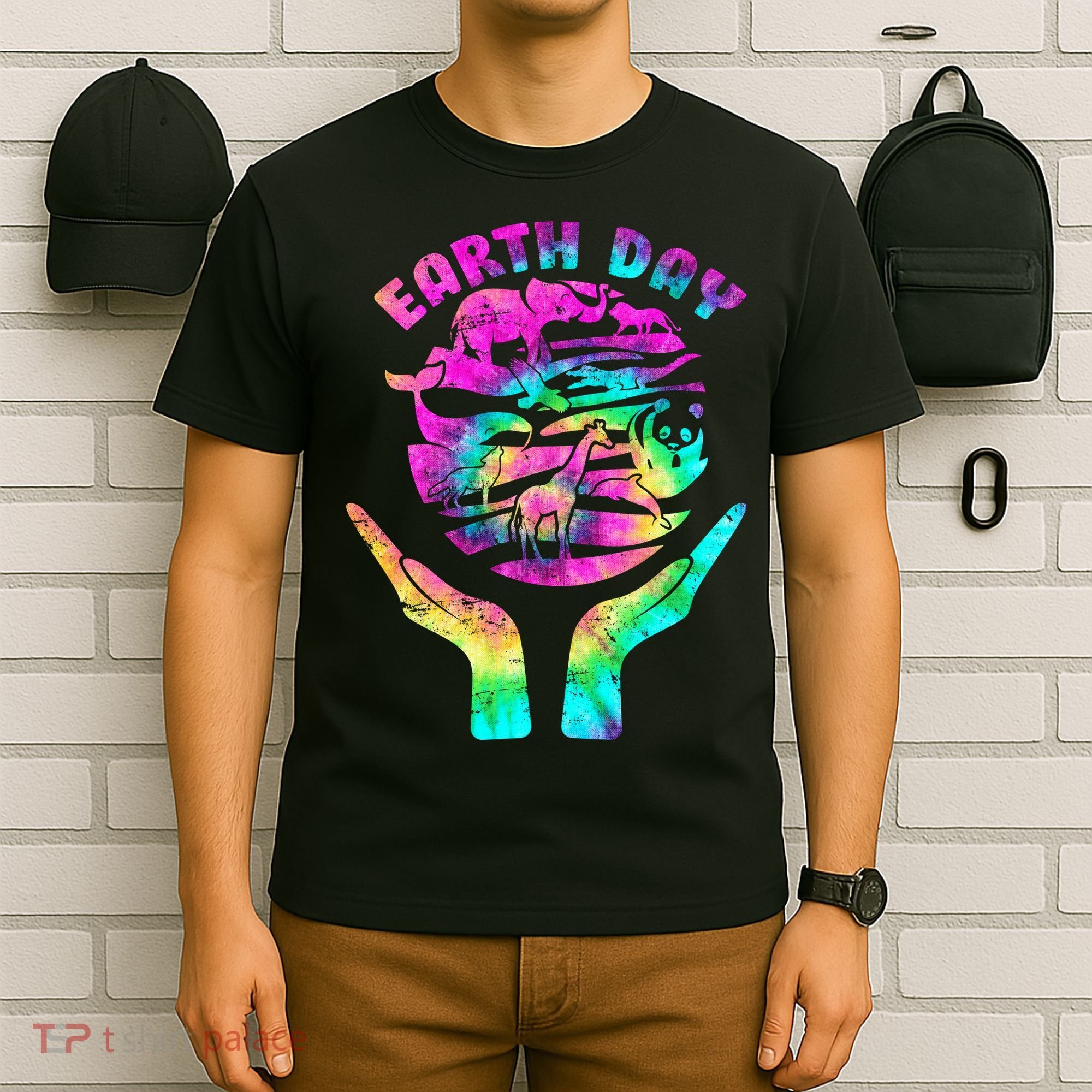 Colorful Retro Earth Day Animals T-Shirt
