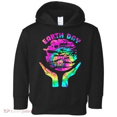 Colorful Retro Earth Day Animals Toddler Hoodie