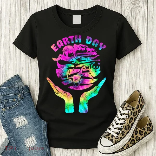 Colorful Retro Earth Day Animals Women's T-Shirt