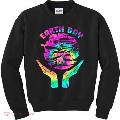 Colorful Retro Earth Day Animals Kids Sweatshirt