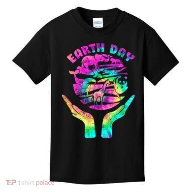 Colorful Retro Earth Day Animals Kids T-Shirt