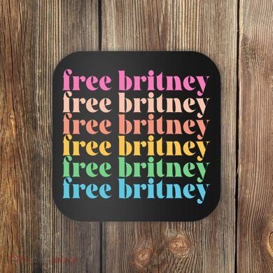 Colorful Retro Free Britney Logo Coaster