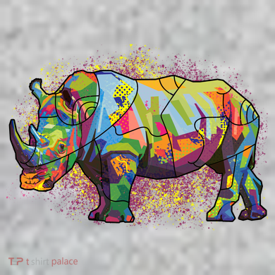Colorful Rhino Art Splatter The Baniff Cuffed Pom Beanie