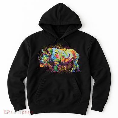 Colorful Rhino Art Splatter Hoodie