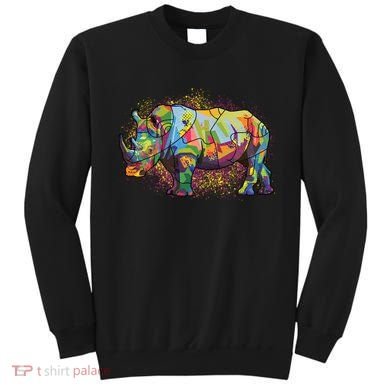 Colorful Rhino Art Splatter Sweatshirt