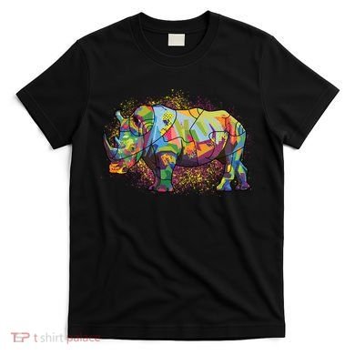 Colorful Rhino Art Splatter T-Shirt