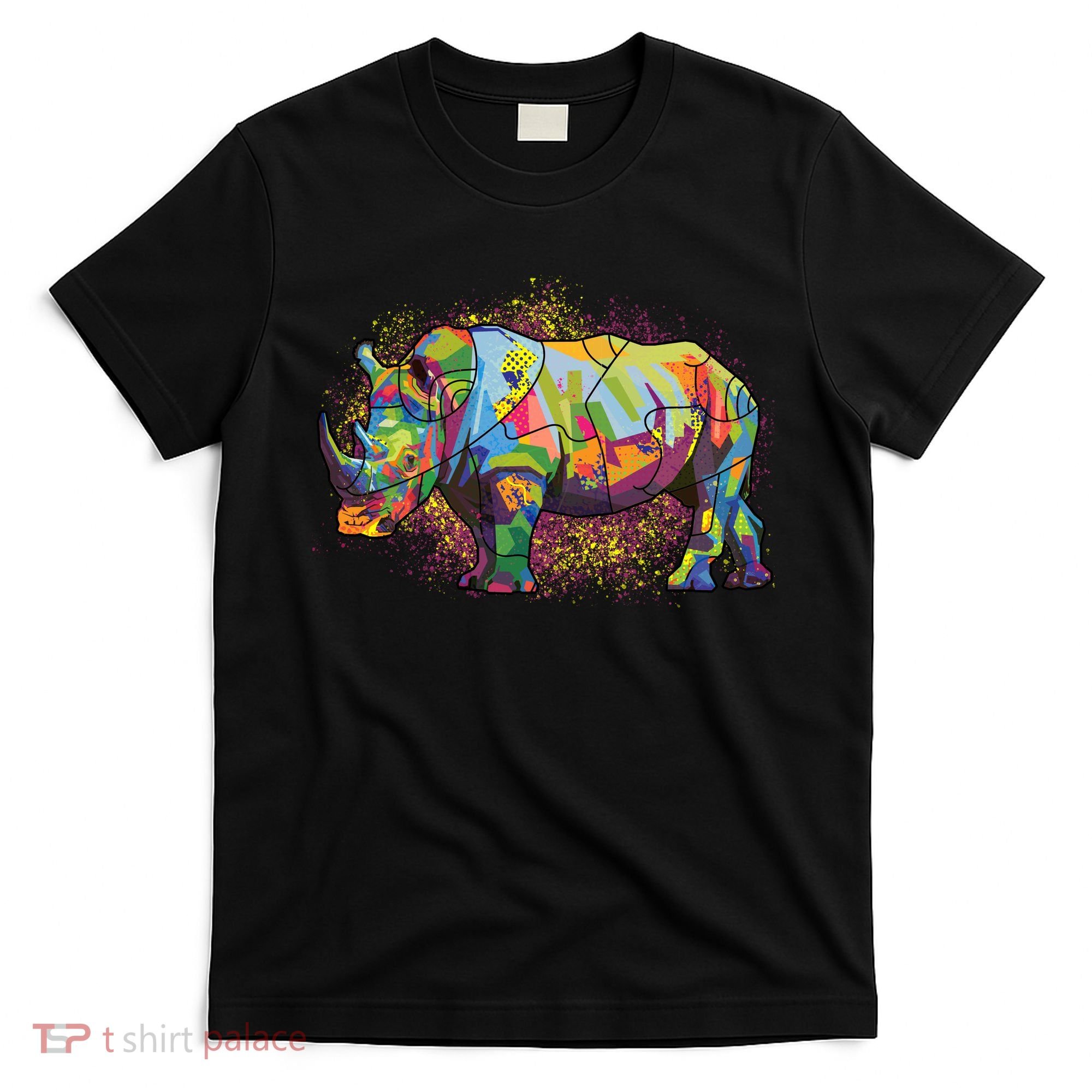 Colorful Rhino Art Splatter T-Shirt