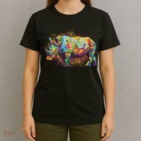 Colorful Rhino Art Splatter T-Shirt thumb 4