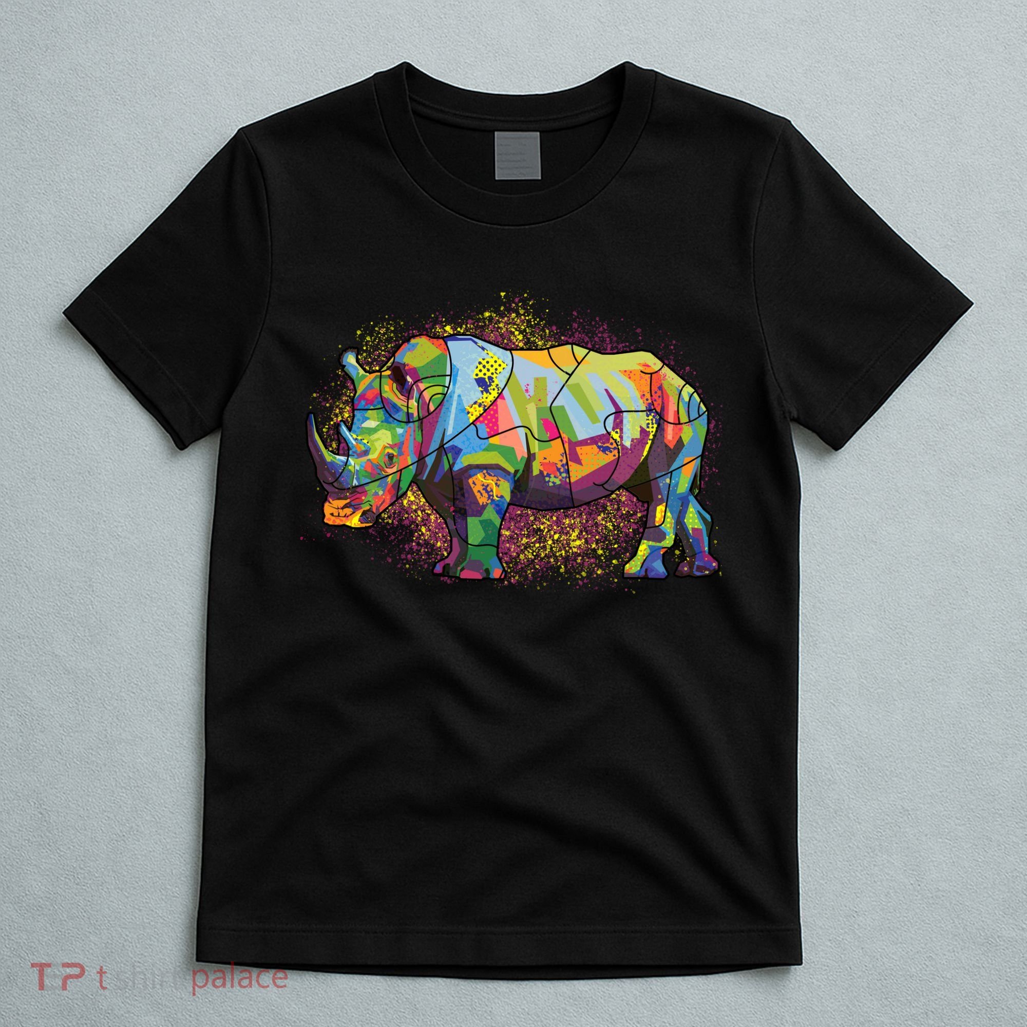 Colorful Rhino Art Splatter T-Shirt
