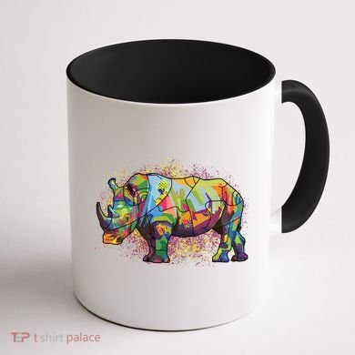 Colorful Rhino Art Splatter Coffee Mug back