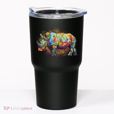 Colorful Rhino Art Splatter Tumbler