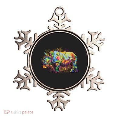 Colorful Rhino Art Splatter Ornament