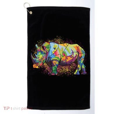 Colorful Rhino Art Splatter Golf Towel