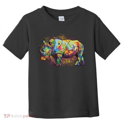 Colorful Rhino Art Splatter Toddler T-Shirt