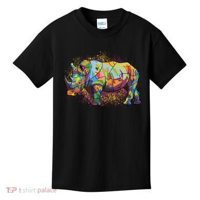 Colorful Rhino Art Splatter Kids T-Shirt