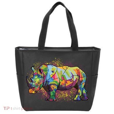 Colorful Rhino Art Splatter Bag